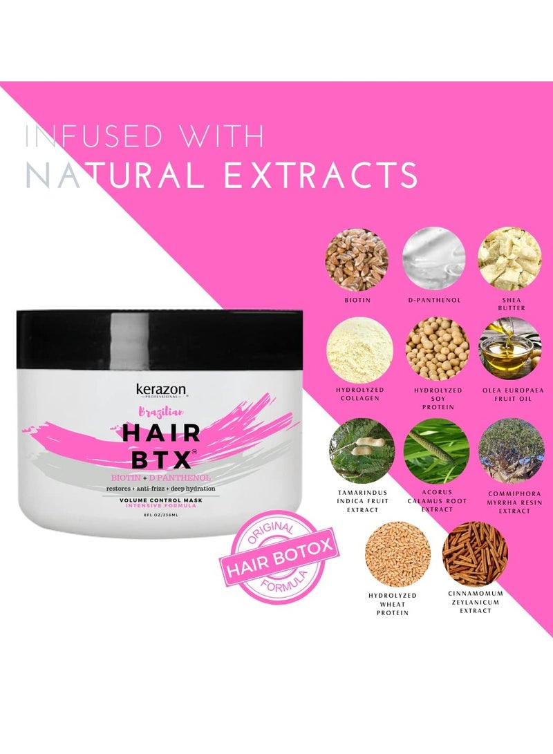 KERAZON Intensive Brazilian Hair BTX Treatment 8oz 236ml For All Hair Types, Thermal Activated Hair Mask Damaged Hair and Long Lasting Volume And Frizz Control. Packaging may vary.  - Image 3