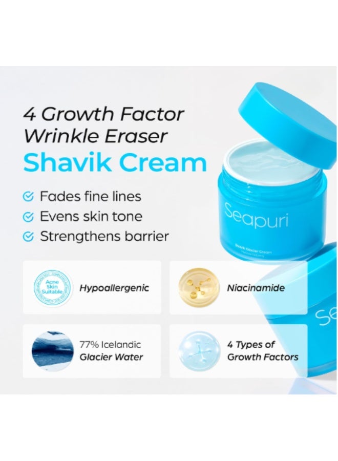 Seapuri Shavik Icelandic Glacier Soothing Cream 70ml | Korean Face Moisturizer for Acne Prone Skin | 5 Types of Hyaluronic Acid | Instant Soothing | Korean Skin Care | for Dry Sensitive Skin - Image 2