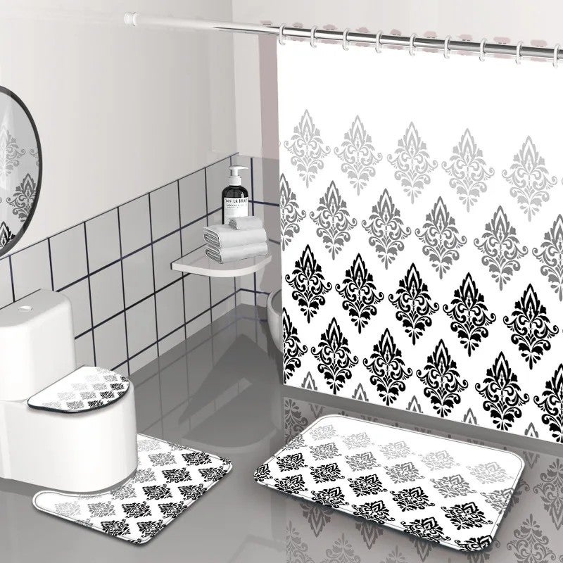 Y&D Summer Anne's  Retro Bohemian Style Bathroom 4PCS Set Shower Curtain Rug Set - Image 5