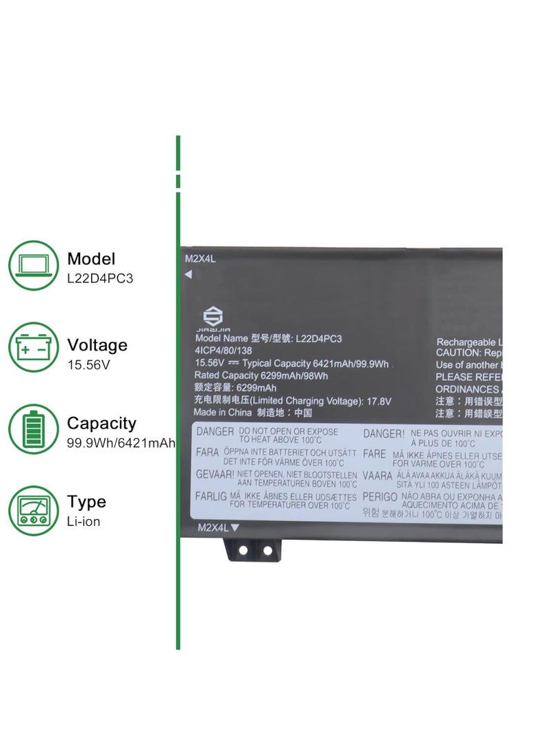 Terabyte L22D4PC3 Laptop Battery for Lenovo Legion S7 16IRH8 16APH8 Legion 9 16IRX8 16IRX9 Series SB11K39159 5B11K39160 SB11N45992 5B11N45966 L22M4PC3 SB11K39156 L22C4PC3 15.56V 99.9Wh - Image 2