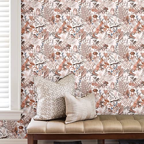 Blooming Wall Cute Animals in Green Forest Peel and Stick Wallpaper Removable Self Adhesive Wall Mural Wall Decor - Image 3