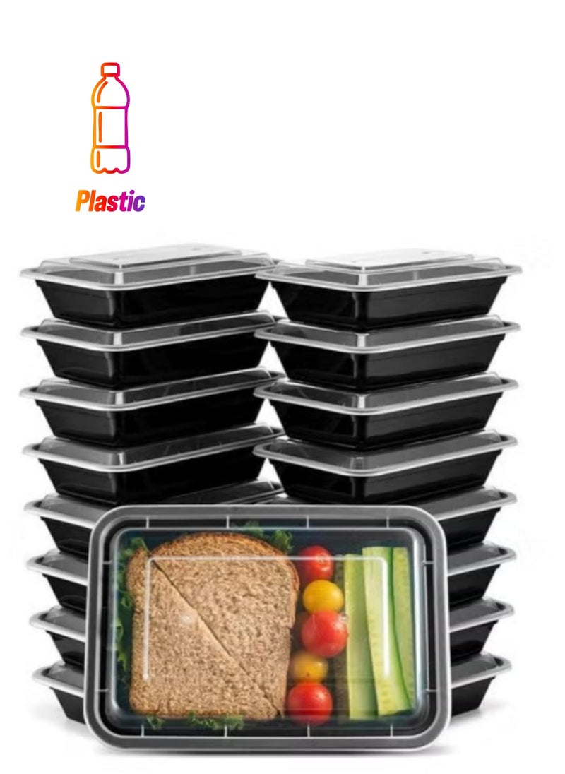 DUNISO Meal preparation container, 20 packs of 1250ml plastic food storage container with lid, used for meal preparation, bento box, food delivery box, salad container, food container  - Image 1