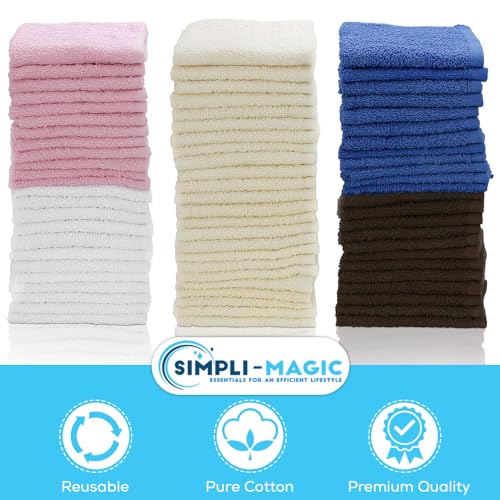 SIMPLI-MAGIC Cotton Wash Cloths 12"x12" (50 Pack) – Highly Absorbent Soft Towels – Commercial Terry Washcloth for Face, Hand, Bath, Kitchen, Gym & Hotel (Multicolor) - Image 5