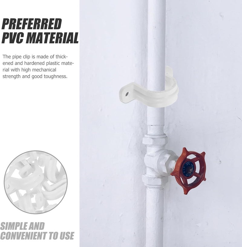 60Pcs 20Mm White PVC Insulated Flame Retardant U-Shaped Tube Clamps Plastic Hose Holders for Electrical Wire Pipe Support Mounting Brackets - Image 3