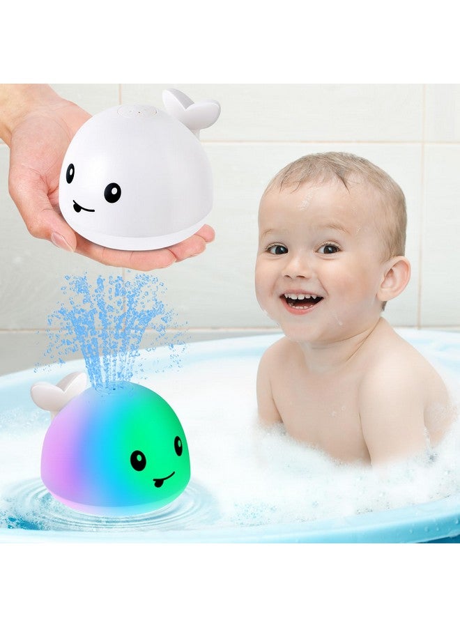 GIGILLI ألعاب حوض الاستحمام جيجيلي للأطفال من 1-3 سنوات، ألعاب حوض الاستحمام الحوت المضيئة للأطفال الرضع من 0-6 و6-12 و12-18 شهرًا أو للأطفال من 2 و3 و4 و5 سنوات، قابلة لإعادة الشحن باللون الأبيض - Image 1
