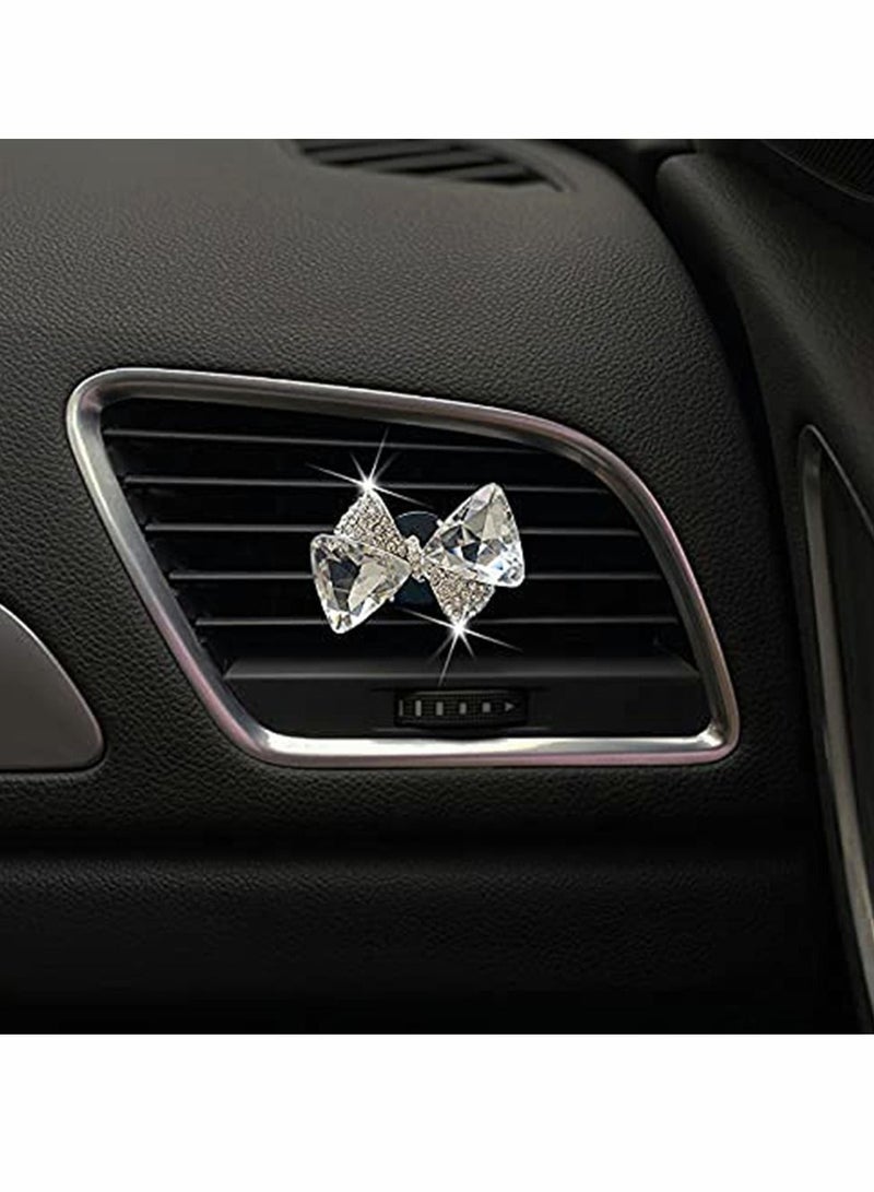 واي آند دي Bling Car Accessories for Women Charm Air Vent Clips Crystal Freshener Elegant Interior Decoration with Replacement Pads – 100% Handmade Easy to Clean (Bowknot) - Image 4