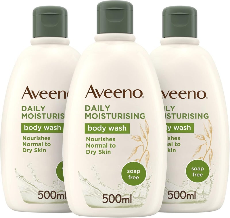 Aveeno Daily Moisturising Body Wash Bundle 3x 500ml Gentle Wash with Soothing Colloidal Oatmeal Nourishing Cleanser for Sensitive and Normal to Dry Skin