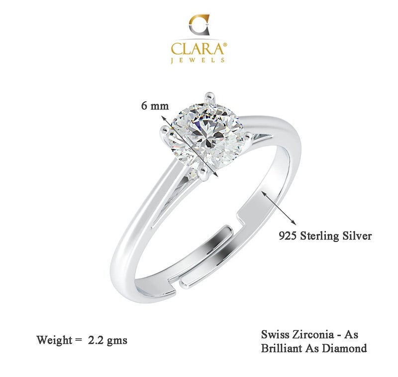 CLARA Pure 925 Sterling Silver Luca Adjustable Ring Gift for Women and Girls - Image 5