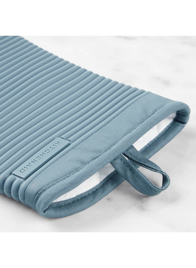 KitchenAid KitchenAid Ribbed Soft Silicone Oven Mitt 2-Pack Set, Fog Blue, 7.5"x13"  - Image 5