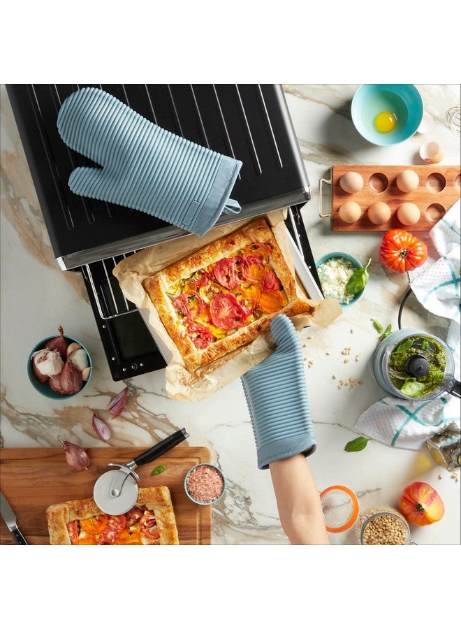 KitchenAid KitchenAid Ribbed Soft Silicone Oven Mitt 2-Pack Set, Fog Blue, 7.5"x13"  - Image 3