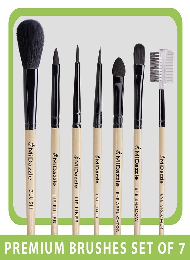 Omidazzle Midazzle Premium Wooden Face & Eye Brush Set of 7 with Synthetic Fibres and Easy Blending For Cream, Liquid & Powder Formulation (MIMB1118) - Image 4