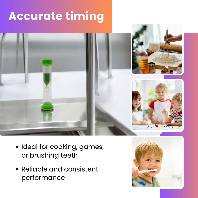 Gadgetime USA ساعة رملية من غادجيتايم USA - مجموعة من 5 ساعات رملية مدتها 2 دقيقة باللون البرتقالي، الوردي، الأرجواني، الأزرق، والأخضر - مادة متينة ممتازة، تصميم جميل وهدايا مبتكرة - Image 5