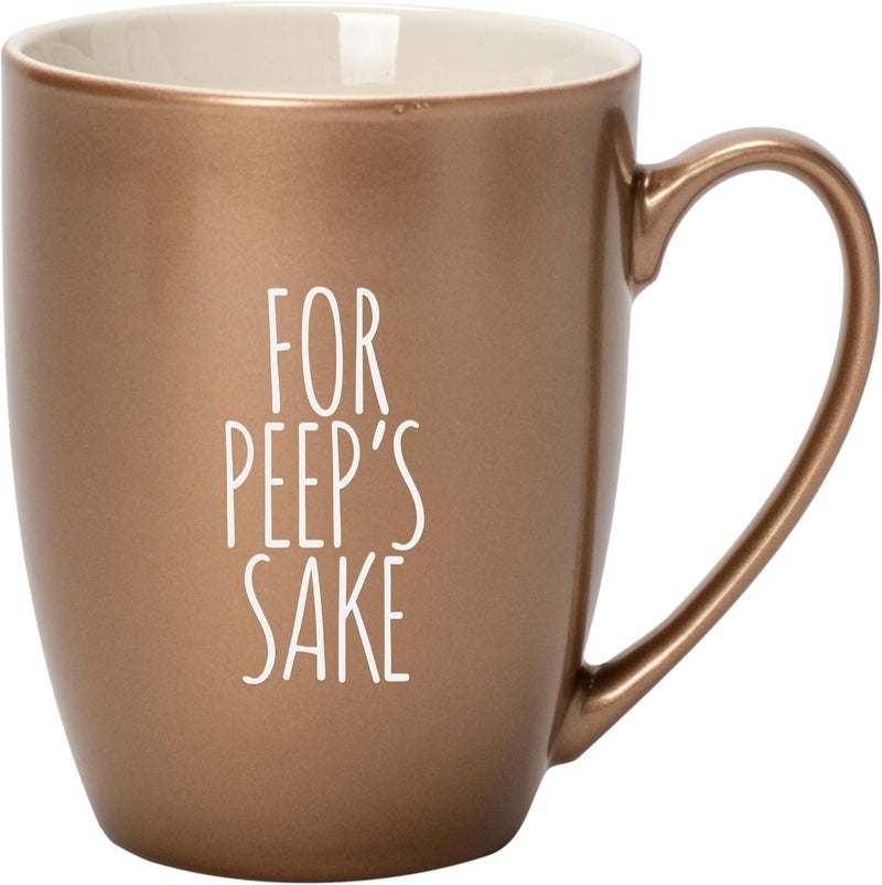Elanze Designs For Peeps Sake Spring Chick Chicken Farm Love Laser Engraved 10 Ounce Glossy Ceramic Classic Coffee Mug Hot Cold Beverage Cup Kitchen Drinkware Metallic Bronze - Image 1