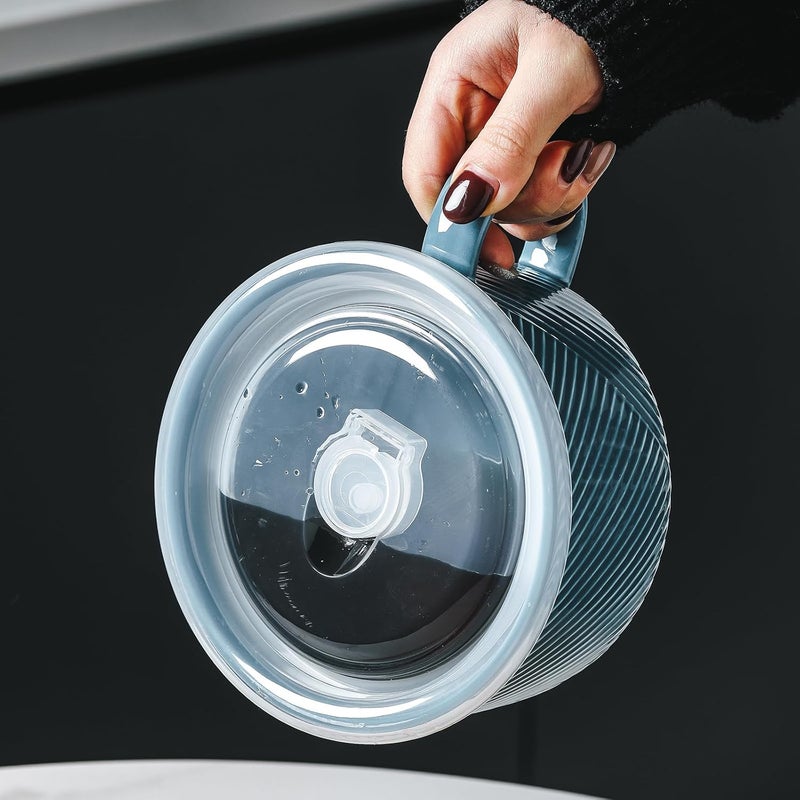 Adewnest Oversized Soup Bowl with Handle: 38 oz Ceramic Soup Mug with Lid - Microwave Safe Jumbo Food Storage Container for Ramen Cereal Breakfast Meal Prep Office Lunch Dorm Living - Sky Blue 6 Inch - Image 3