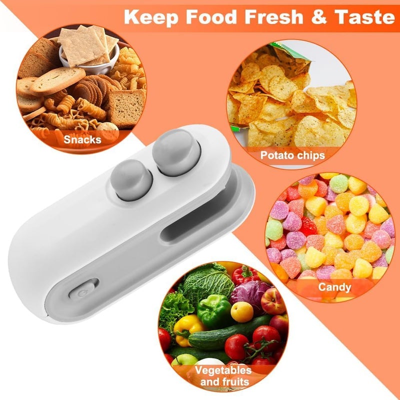 Spefez Warranty With Vacuum Sealer Portable Mini Sealing Machine, Handheld Packet Sealer for Food, Snacks, Chips, Fresh Storage, Plastic Bags Sealing Machine (White) - Image 2
