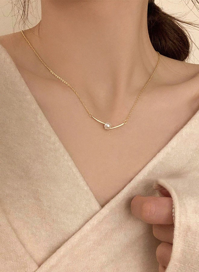 DUNISO Pearl Pendant Necklace Choker Necklace Choker Chain Pearl Pendant Necklace Simple Necklace Chain Jewelry for Everyday Wear, One Size, Women Teen Girls - Image 4