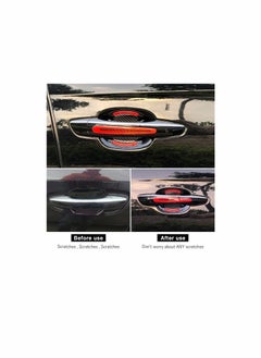 KASTWAVE Car Door Cup Handle Paint Scratch Protector Sticker 3D Carbon Fiber Universal Auto Door Handle Scratch Protection Cover Guard Film Car Door Handle Safety Reflective Strips (Red)  - Image 2
