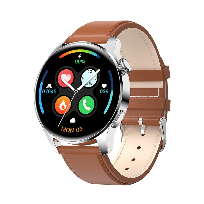New I29 Smart Bracelet Heart Rate BP Oximeter Step Counter Brown leather 