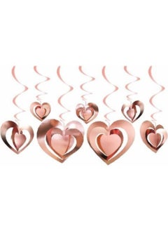 Meri Parti Meri Party Rose Gold 3D Heart Ceiling Pendant Ornament 12 Pieces 