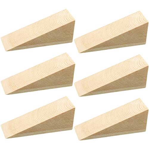 Amyhill 6 Pcs Wooden Door Stopper Wedge Non Slip Firefighter Wood Door Stopper Wedge for Most Surfaces Solid Block - Image 1