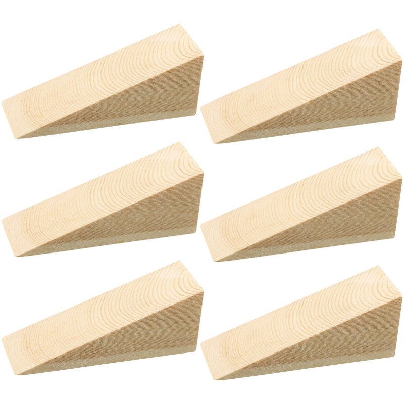 Amyhill 6 Pcs Wooden Door Stopper Wedge Non Slip Firefighter Wood Door Stopper Wedge for Most Surfaces Solid Block - Image 2