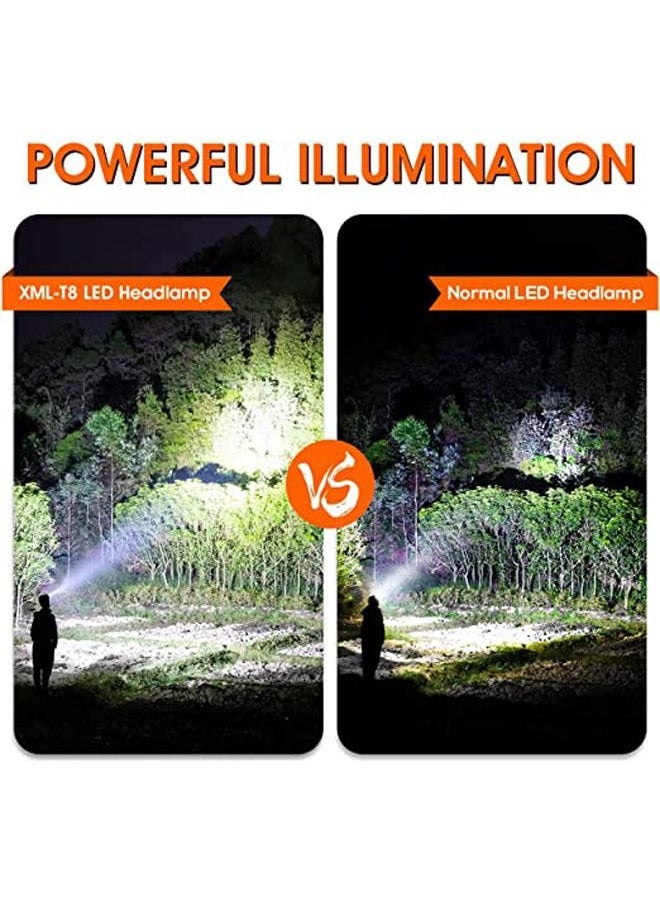 Arabest - Led Headlamp Rechargeable Super Bright USB Head Lamp Motion Sensor Adjustable 3 Modes Zoomable Headlamp Flashlight Spotlight Water Resistant Head Light Black - Image 1
