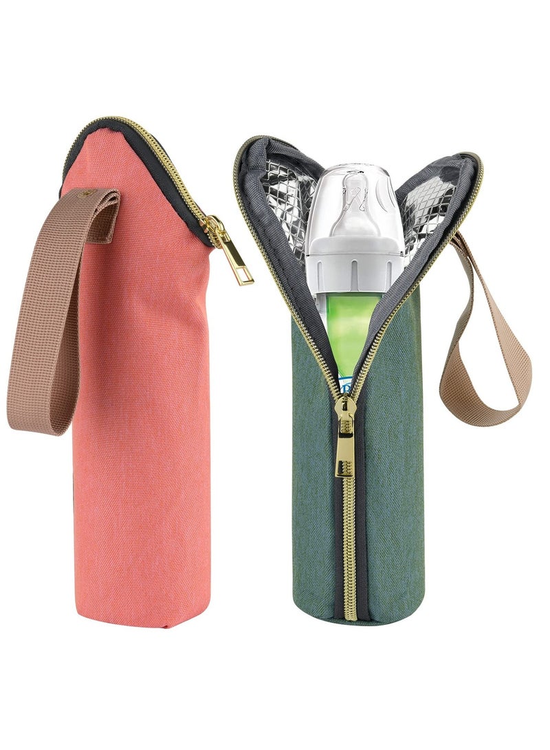 Insulated Baby Bottle Bags, 2 Pack Portable Breastmilk Cooler Bag, Enough Capacity, Baby Bottle Travel Tote Bags Portable Bottle Warmer for Daycare Classes Outing Milk Bottle Storage, 2 Colors - Image 1