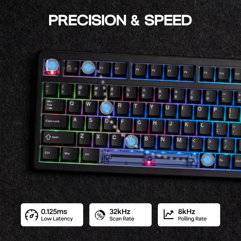EPOMAKER HE80 Hall Effect Gaming Keyboard, 8K Polling & 32K Scan, Creamy Gasket, DKS, SOCD, Hot-Swappable, RGB Backlit, Wired Gaming Keyboard for PC & Mac (Black) - Image 4