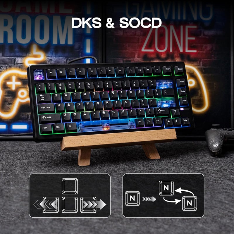 EPOMAKER HE80 Hall Effect Gaming Keyboard, 8K Polling & 32K Scan, Creamy Gasket, DKS, SOCD, Hot-Swappable, RGB Backlit, Wired Gaming Keyboard for PC & Mac (Black) - Image 5