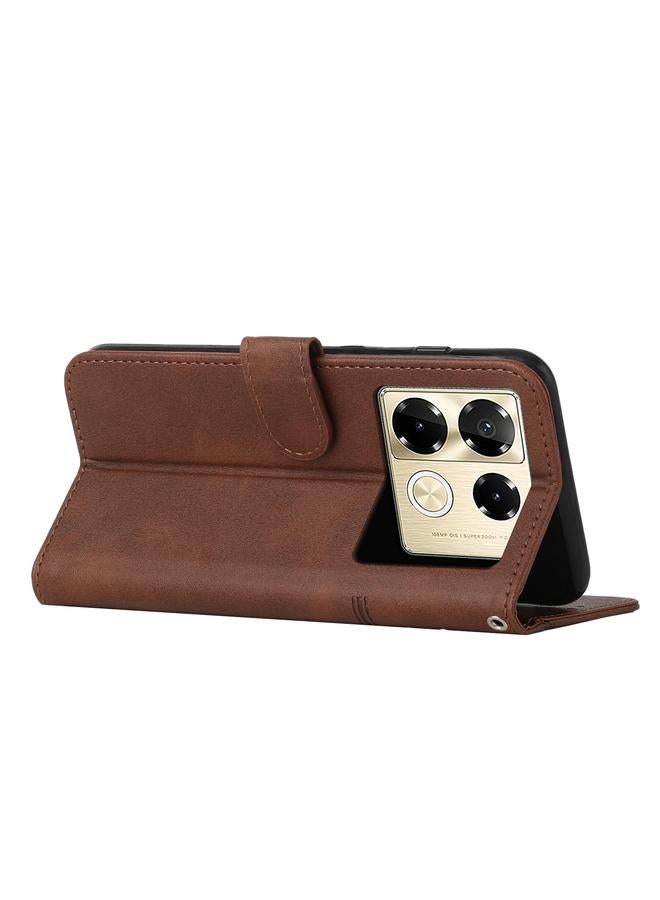 erorex Case For Infinix Note 40 Pro 4G / 5G Stitching Calf Texture Buckle Leather Phone Case - Image 3