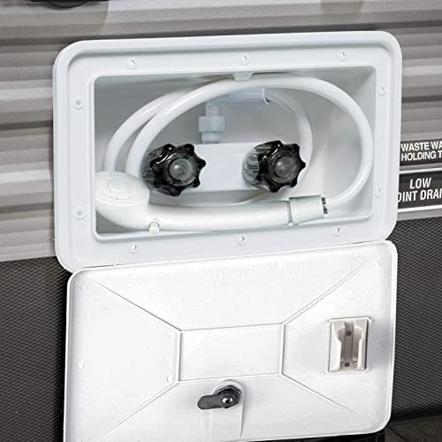 EXCELFU RV Outdoor Shower RV Exterior Shower Box Kit with Outside Faucet Valve Hose Replacement for Camper, Van, Travel Trailer, Motorhome and Boat, White - Image 5