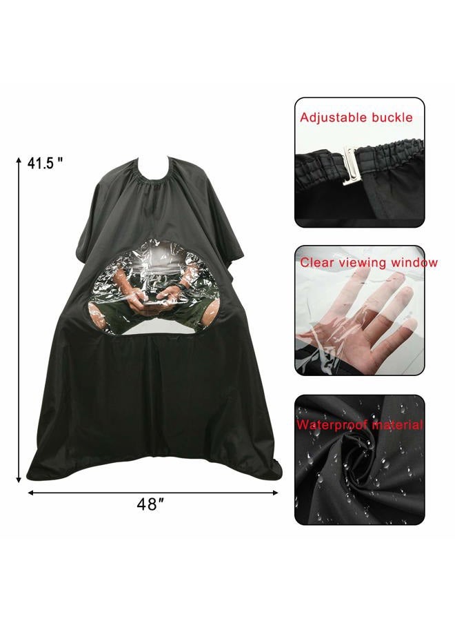 CM Barber Cape with Clear Window Salon Cape Hair Cutting Cover Hair Drape Waterproof Haircut Apron with Buckle for Barber Shop Salon Stylists Home DIY Hairdressing - Image 2