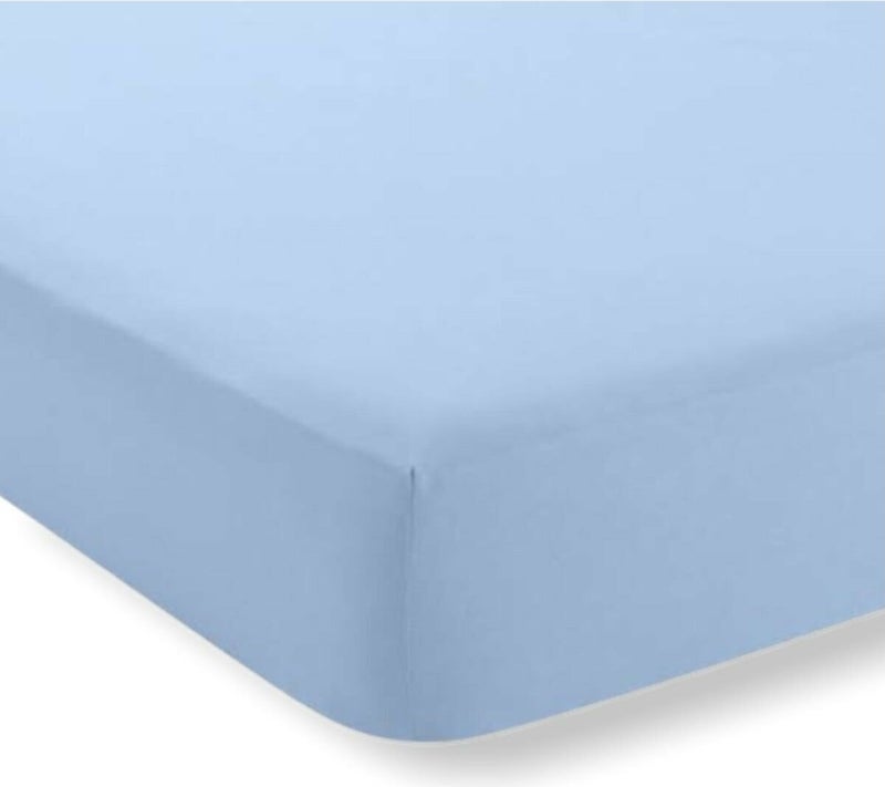 Baby Special Cotton Baby and Kids Fitted Sheet Plain Blue 80X140