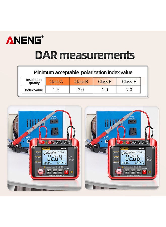 ANENG MH12 Insulation Resistance Tester Shaking Table High Precision Megger Digital Insulation Resistance Meter Voltage Meter