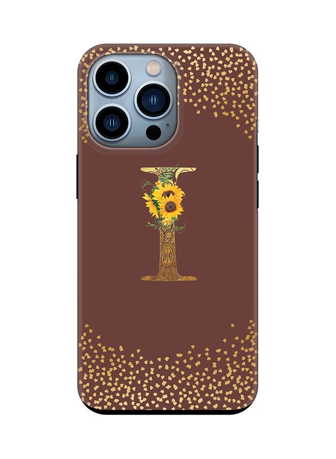 Stylizedd Monogram Tough Series for Apple iPhone 13 Pro Custom Initials Floral Mandala Pattern Tough Pro Dual Layer hybrid PC inner TPU protection Alphabet- I (Brown) - Image 1