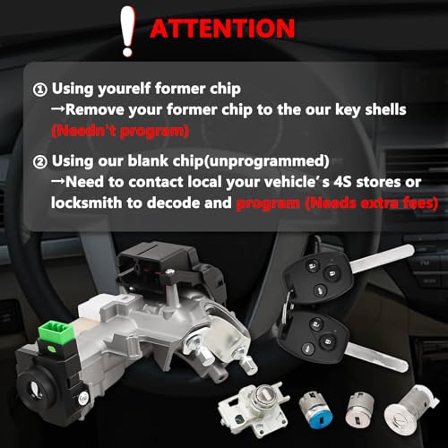 RAMATA 06351-TE0-A11 Ignition Switch Lock Cylinder with Key (with Unprogrammed Chip) Compatible with 2008 2009 2010 2011 2012 Honda Accord (Ignition Chip: 46,Frequency: 433mHz) - Image 2