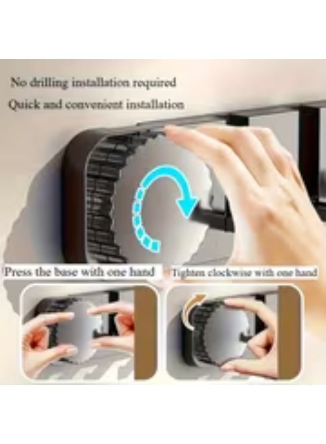 إيروريكس رف تخزين قوي يثبت على الباب مع خطافات شفط – منظم فوق الباب بدون حفر للمناشف والمعاطف والمفاتيح والمظلات (أبيض/أسود/رمادي/بيج) - Image 3