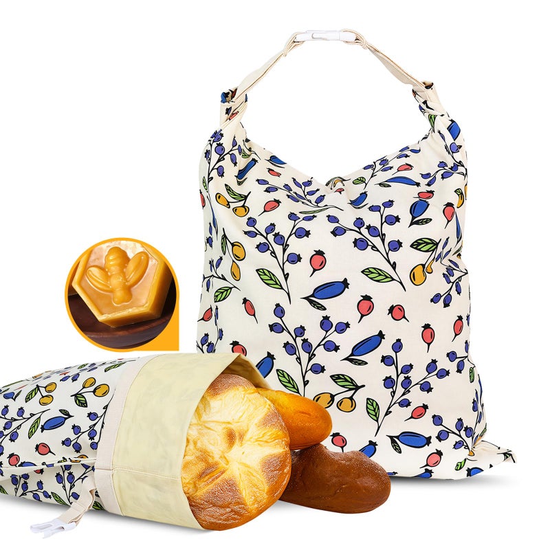 EHZYP 2 Pack Beeswax Bread Bags - 17x13 Inch Reusable Bread Storage Bags,Bees Wax Lined Bread Bags for Home Cooks fresh bread storage Easy Clean (Berry) - Image 1