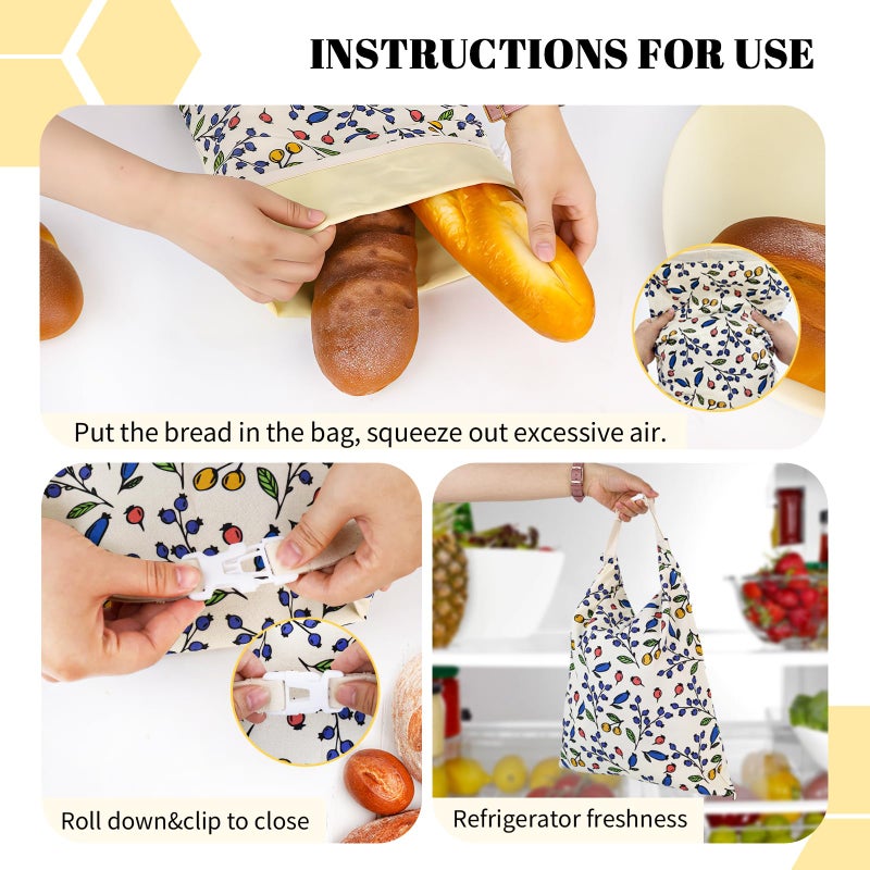 EHZYP 2 Pack Beeswax Bread Bags - 17x13 Inch Reusable Bread Storage Bags,Bees Wax Lined Bread Bags for Home Cooks fresh bread storage Easy Clean (Berry) - Image 4