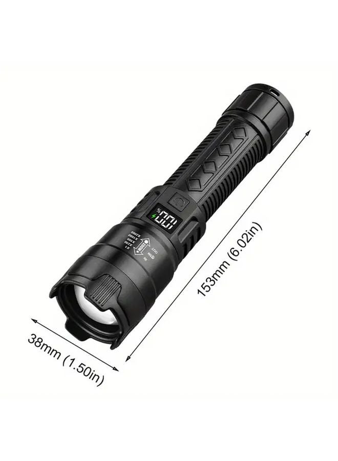 Black Flashlight 800mAh Rechargeable USB Focus Adjustable for Camping Fishing Emergency - Image 4