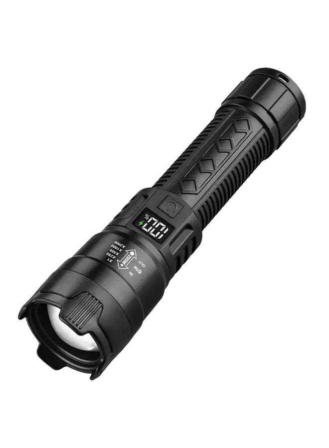 Black Flashlight 800mAh Rechargeable USB Focus Adjustable for Camping Fishing Emergency - Image 1