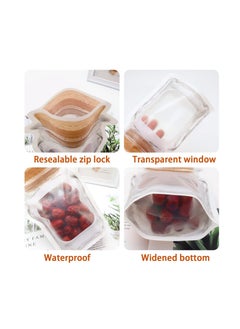Excefore 50 Pcs Reusable Airtight Seal Food Storage Bags, Jar Zipper Sealed Jar Bags, Leak-Proof Portable Food Snack Save Storage Pouch Bag for Travel Camping  - Image 3