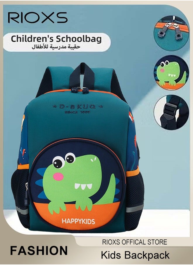 RIOXS Kids Backpack, Students Schoolbags with Adjustable Padded Shoulder Straps, Personalized Waterproof School Bags with Dinosaur Pattern, Lightweight Resistant Travel Daypack, Perfect Gift for Kids, Boys Girls Backpack, 27x13x33cm  - Image 1