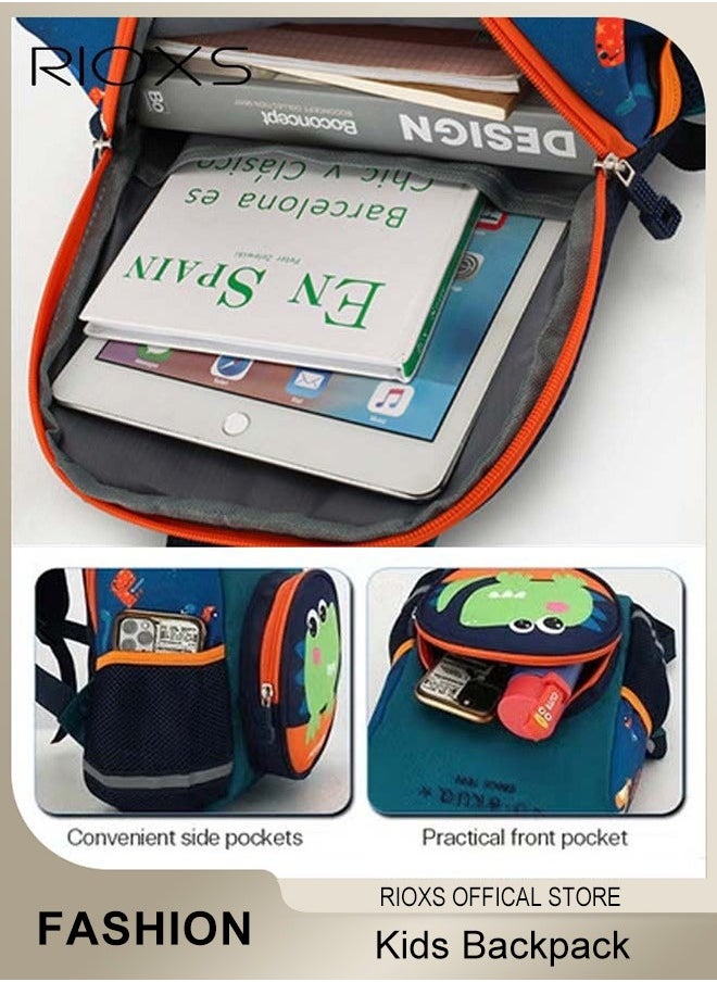 RIOXS Kids Backpack, Students Schoolbags with Adjustable Padded Shoulder Straps, Personalized Waterproof School Bags with Dinosaur Pattern, Lightweight Resistant Travel Daypack, Perfect Gift for Kids, Boys Girls Backpack, 27x13x33cm  - Image 3
