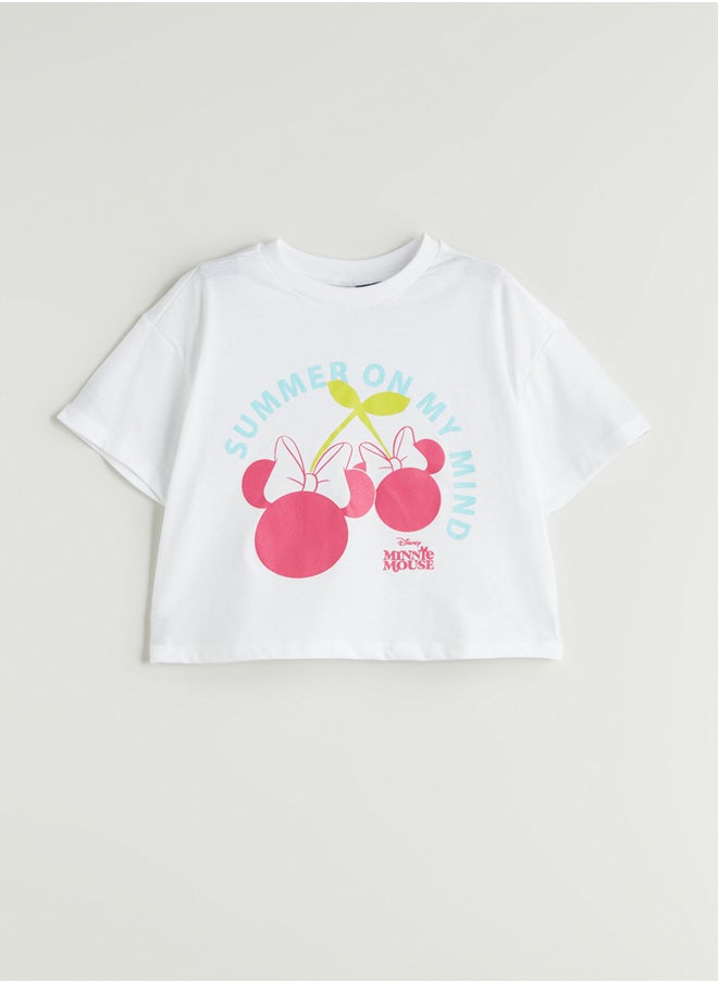 LC WAIKIKI Crew Neck Minnie Mouse Printed Girl T-Shirt and Trousers Summer  - Image 2
