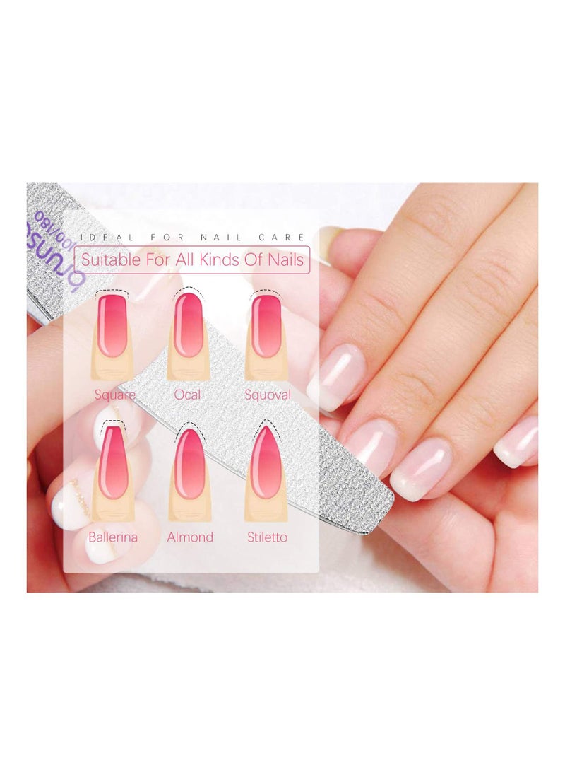 brunson Nail File 25pcs Professional Nail Files Half moon space zebra file Double Sided 100/180 grit  Emery Board Nail Styling Grooming Tools for Manicure Acrylic Nails Gel Fingernails Natural Gel Nails  - Image 3