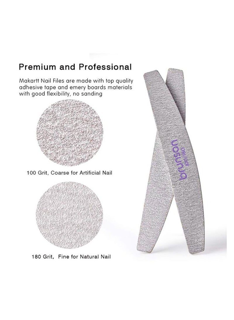 brunson Nail File 25pcs Professional Nail Files Half moon space zebra file Double Sided 100/180 grit  Emery Board Nail Styling Grooming Tools for Manicure Acrylic Nails Gel Fingernails Natural Gel Nails  - Image 5