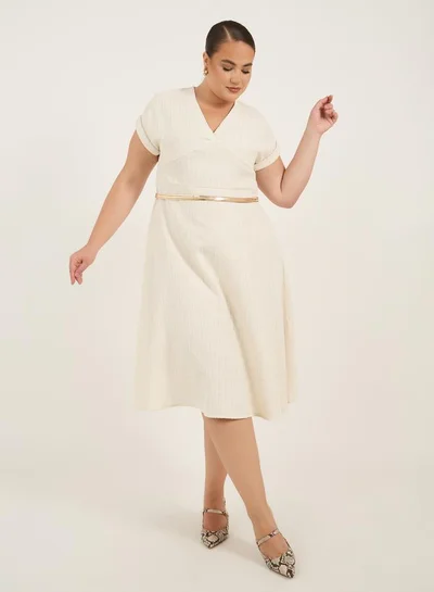Styli Ivory Textured Dress
