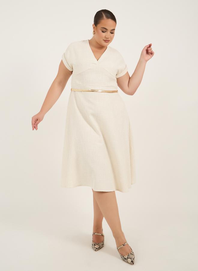 Styli Ivory Textured Dress  - Image 1