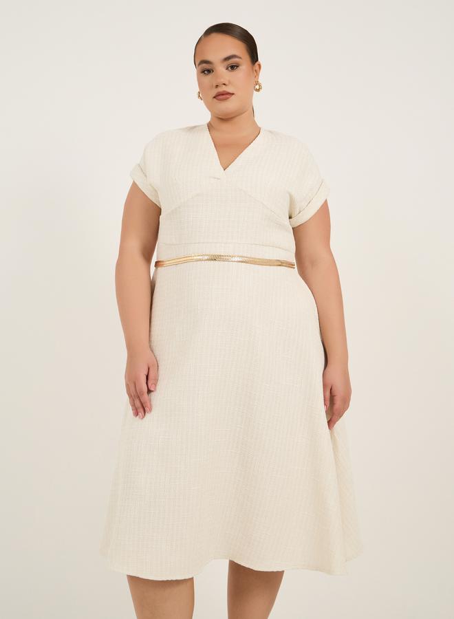 Styli Ivory Textured Dress  - Image 3